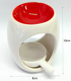 Oval Ceramic Wax Melter With White Ceramic Tealight Spoon